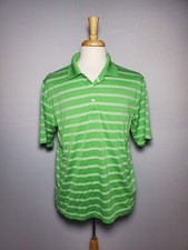 Palm Beach Golf Performance Polo Light Green With White Stripes Men's Large.