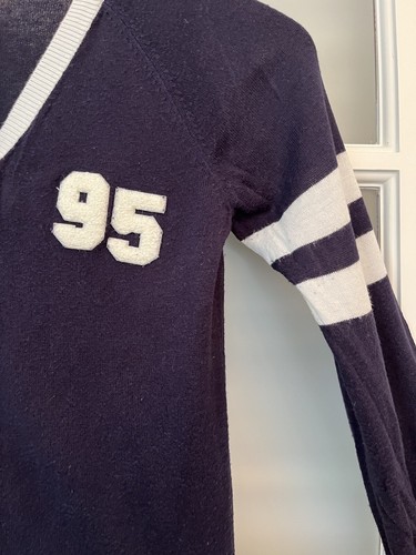 Academia 90’s Girls 8 Navy 95 Knit Cardigan Sweater Varsity College Preppy - Picture 4 of 5