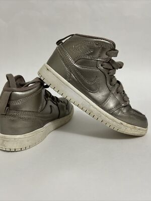 Nike Air Jordan 1 Kids Size 12C boys/girls Silver Brown