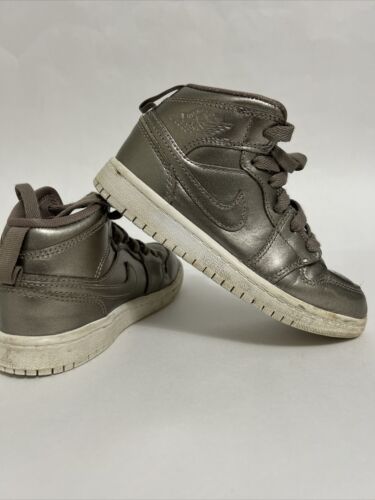 Nike Air Jordan 1 Kids Size 12C boys/girls Silver Brown