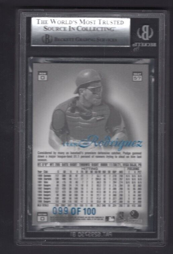 1997 FLAIR SHOWCASE LEGACY ROW 0 #57 IVAN RODRIGUEZ BGS 9 MINT, 2 9.5 SP #99/100 - Picture 2 of 2
