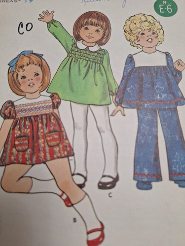 Dress Smocked Pants Infant Girls 1/2 6M Butterick 6427 Sewing Pattern Cut Short - Picture 4 of 7