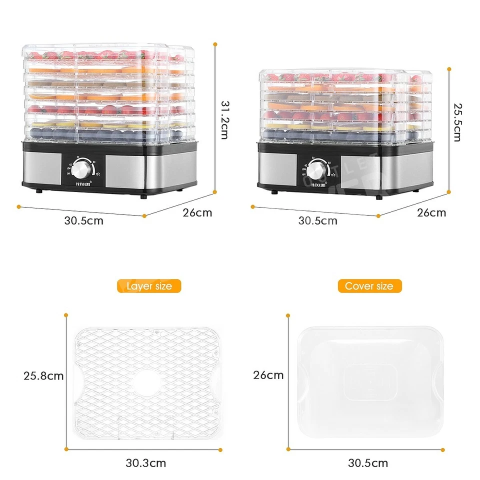 Stainless Food Dehydrator Fruit Meat Dryer Beef Jerky Maker w/7 Adjustable Trays - image 4 of 4