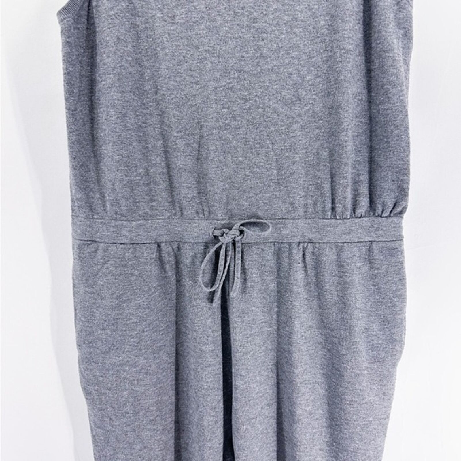 Aritzia Babaton Gray Jersey Knit Sleeveless Jumpsuit Drawstring Waist Large