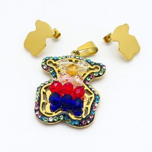 Sale-Bear-Set-Woman-Dress-Stainless-Steel-Color-Bear-Shape-Gold-Stud-Earrings