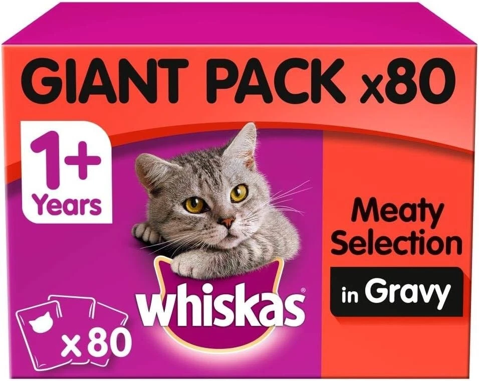whiskas1+ Katzenbeutel Fleischauswahl in Soße Riesenpackung, Huhn 80x85g - Bild 2 von 4