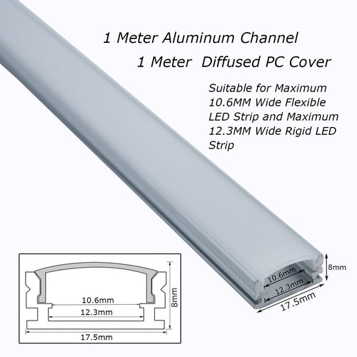 6/12 1m LED Strip Lights Cover Aluminium channel Profile bar for Kitchen Cabinet - Picture 10 of 15