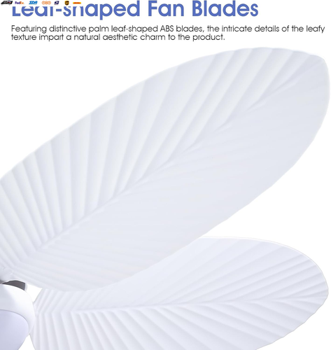 Ceiling Fans with Lights and Remote/App Control, 45 Inch Low Profile Tropical Ce - Picture 2 of 9