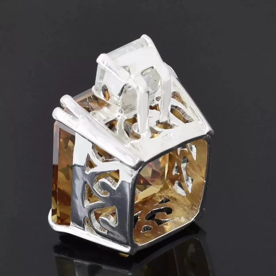 Colgante de diamantes tratados con champán de 15 quilates corte radiante ¡Gran brillo certificado! Foto 4 de 4