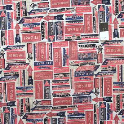 Tim Holtz PWTH040 Correspondence Jet Setter Red Cotton Fabric By Yard