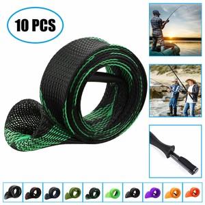 5Pcs Rod Sock Fishing Rod Sleeve Rod Cover Braided Mesh Rod Protector Pole US