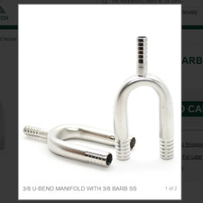 3/8 U-BEND MANIFOLD WITH 3/8 BARB SS # 7614