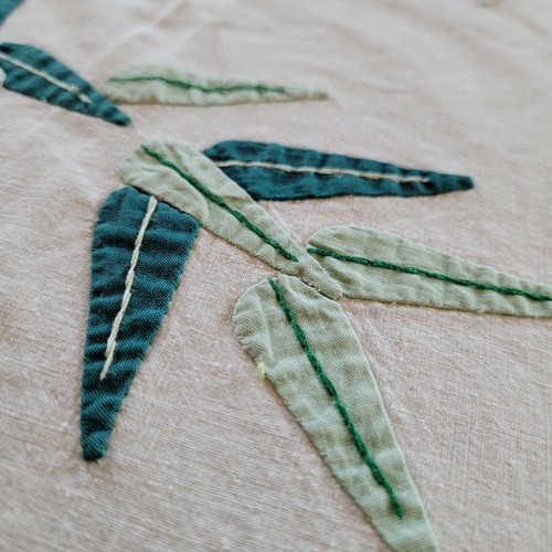 VTG Bedspread Handmade Applique Bamboo Asian 87X97" White Green MCM Retro - Picture 5 of 11