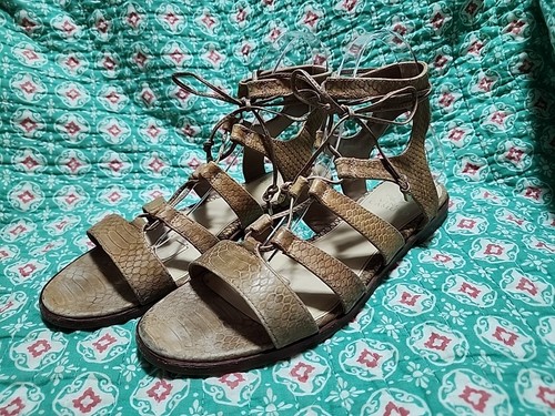 Women's Vince Camuto Tan Faux Snake Skin Gladiator Sandals Size 8.5M