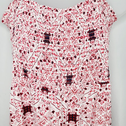 Ariat Memphis Red & White Boho Country Halter Smocked Maxi Dress Ruffle Trim New - Picture 3 of 13
