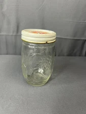 Vintage Kerr Country Mason Jar Embossed Glass Flower Fruit Design
