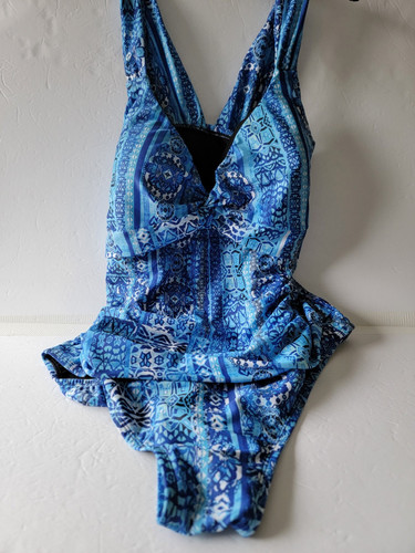 Swimsuits for All Women's One-piece Swimsuit Size 24 Boho Blue Print NWT - Picture 1 of 5
