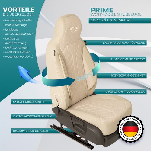 Coprisedili camper Pilot adatti per Zenith 320 (beige) - Foto 11 di 13