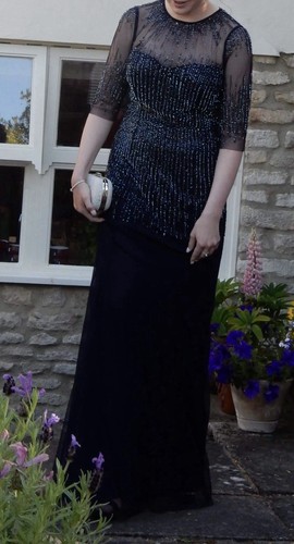 Adrianna Papell Women's Midnight Blue Ball Gown. Maxi Dress. Sizes S/8. - Picture 2 of 5