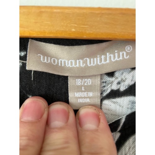 Neu mit Etikett Woman Within schwarz Blumen Crinkle Maxikleid Kurzarm Größe 18/20 L - Bild 5 von 7
