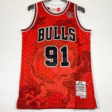 Dennis Rodman #91 Retro Red Embroidered Jersey S/M/L/XL/XXL