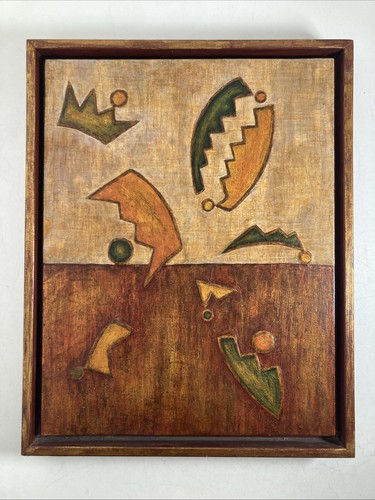 Vintage Original Ölgemälde Abstrakt Gold Kronen und Sonnenuntergänge Modern Signiert - Bild 6 von 24