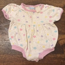 Vintage Fisher Price Kidswear Romper 12 Months Short Slv Beach Themed Ringer