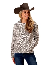 Roper Western Jacket Womens Fleece Leopard White 03-098-0250-6182 WH