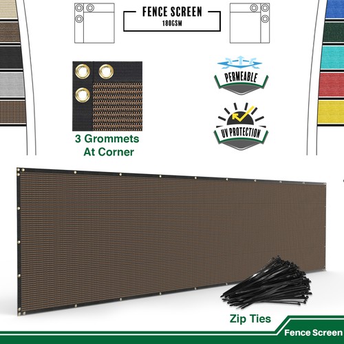 4ft Brown Privacy Fence Screen Fencing Fabric Cover for Apartment Pool Garden - Picture 2 of 9