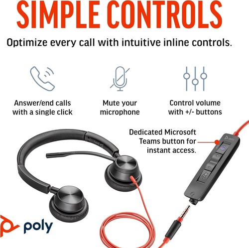 Poly Blackwire 3325 Wired Headset – Flexible Microphone Boom – Hi-fi Stereo - PC - Bild 5 von 5