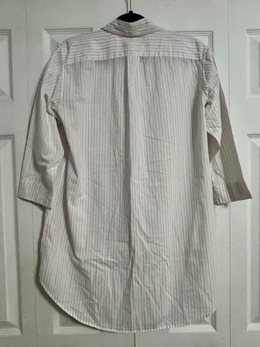 Pigiama camicia da notte LAUREN RALPH LAUREN rosa bianco 100% cotone bottoni taglia small - Foto 7 di 14