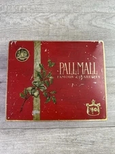 Vintage Pall-Mall Famous Cigarettes Steel Box With Christmas Graphics
