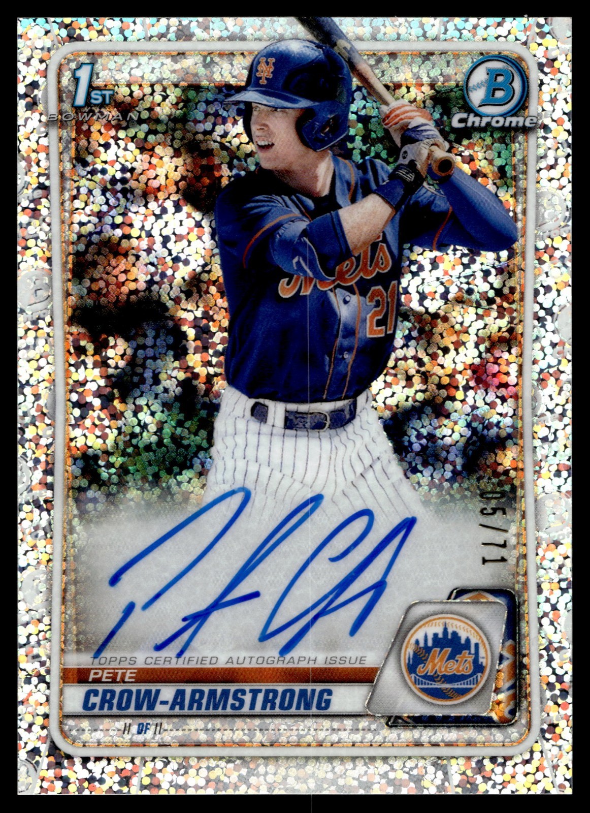 2020 Bowman Chrome Draft 1st Pete Crow-Armstrong Auto Sparkle Refractor /71