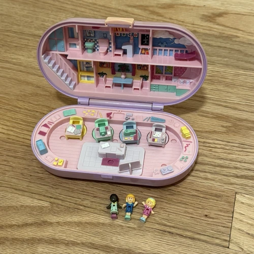 Polly Pocket Bluebird Stampin School Compact, Figures, & Stampers - Vintage 1992