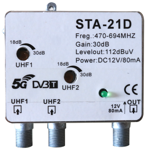Amplificatore Antenna TV da Palo 2 Ingressi UHF – 1 Uscita, Potenziatore Segnale - Bild 1 von 5