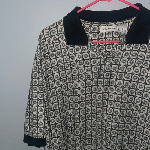 Claiborne Polo Shirt Mens XL Geometric Pattern Short Sleeve Vintage Retro Golf 9 - Picture 3 of 9