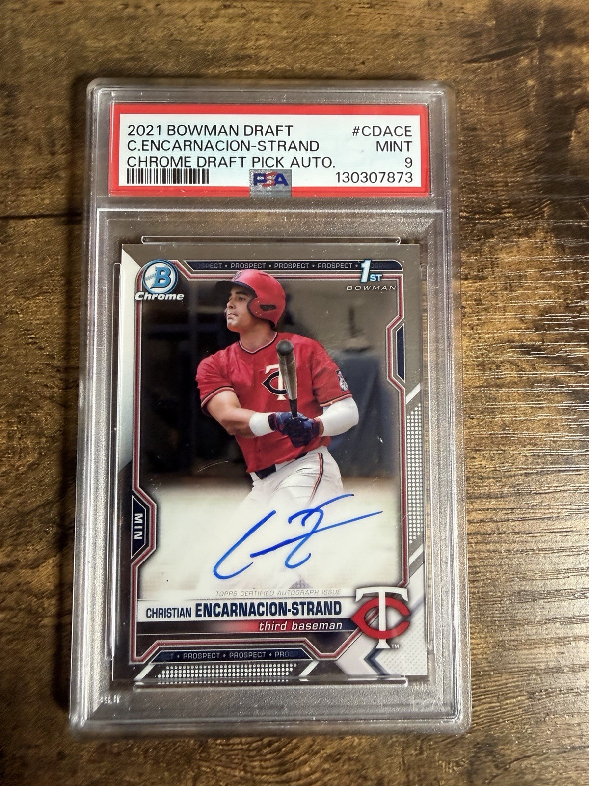 Bowman 2021 Draft Chrome Auto Christian Encarnacion-Strand #CDA-CE PSA 9