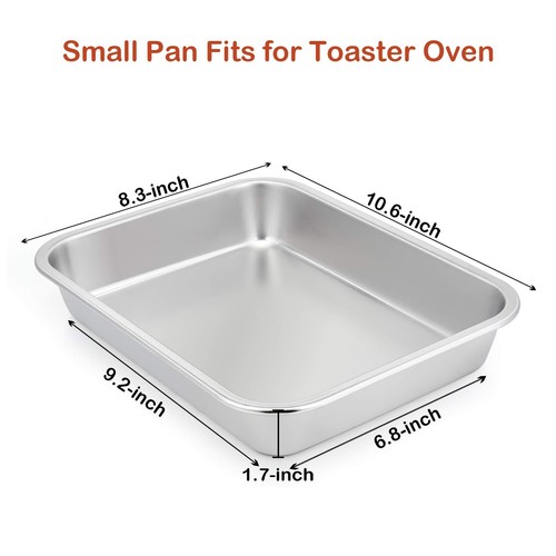 Stainless Steel Sheet Cake Pan Set of 2, 10.6 x 8.3 x1.7 Inches Small Brownie... - Picture 3 of 7