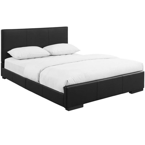 Camden Isle Black Faux Leather King Hindes Upholstered Platform Bed - Picture 7 of 9