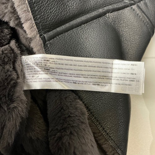 Chaqueta de moto de cuero sintético negra Mango para mujer cuello de oveja talla L - Imagen 4 de 8