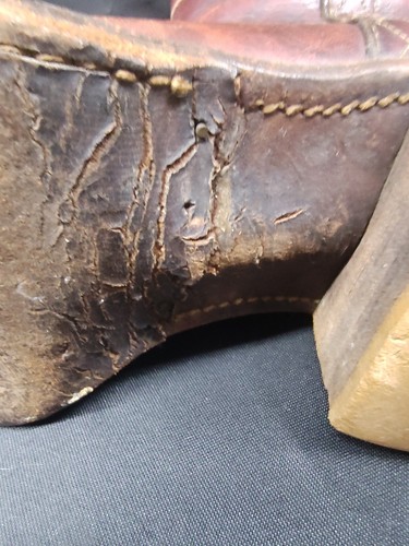 Vtg 70s Frye Campus Boot Longhorn Red Brown Square Toe Black Label Women's 9 D - Picture 13 of 24