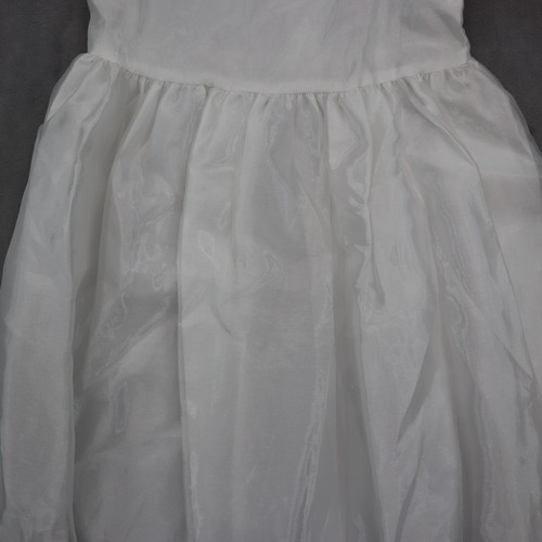 Sweet Kids Dress Girl 12 White Chiffon Balloon Sleeve Floral Embroidered Outfit - Picture 8 of 16