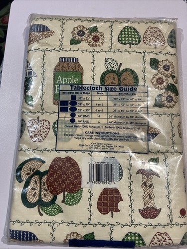 New Apple Butter Tablecloth 52x90 Oblong Country Core Flannel-backed Vinyl - Picture 4 of 7