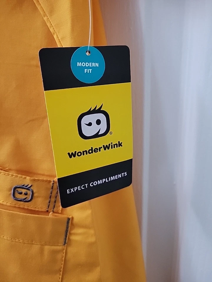 NWT WonderWink Womens V Neck Solid Scrub Top Mango Large Modern Fit Style 6108 - Image 4 of 4