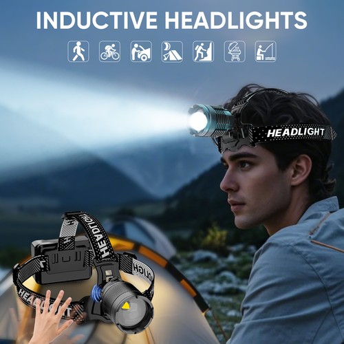 1200000LM Super Bright LED Headlamp Rechargeable Tactical Motion Sensor 30W Lamp - Bild 11 von 12
