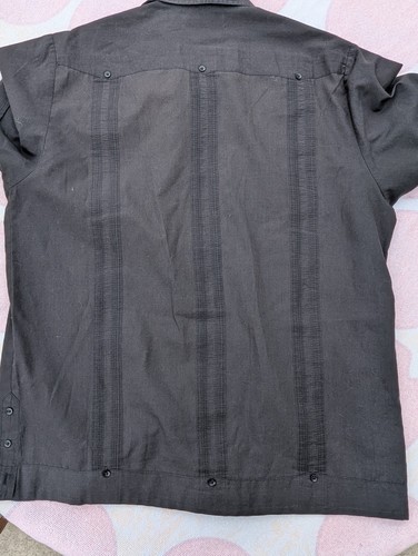 Black Cubavera Men's Button Short Sleeve Shirt Medium - Picture 5 of 6