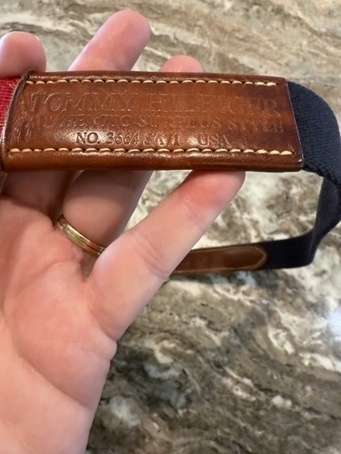Cinturón De Colección TOMMY HILFIGER Surcingle Para Hombre 36 Rojo, Cuero Azul Marino Nº 3664 SA71 EE. UU. - Imagen 4 de 7