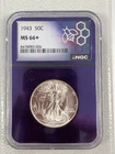 1943 50c NGC MS66+ Walking Liberty Half Dollar bright white