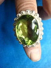 EXTRA LARGE STERLING RING W/PERIDOT COLORED STONE - SIZE 8 1/2
