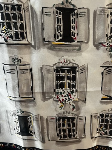 Europäisches Fenster Quadrat Seidentuch 26x26 Zoll Quadrat Schwarz Weiß Blumen Talbots - Bild 6 von 8
